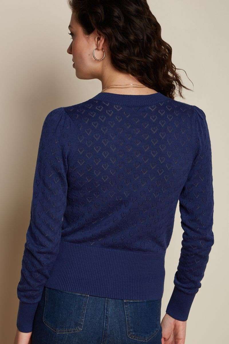 Cardi Puff Heart Ajour Nuit Blue