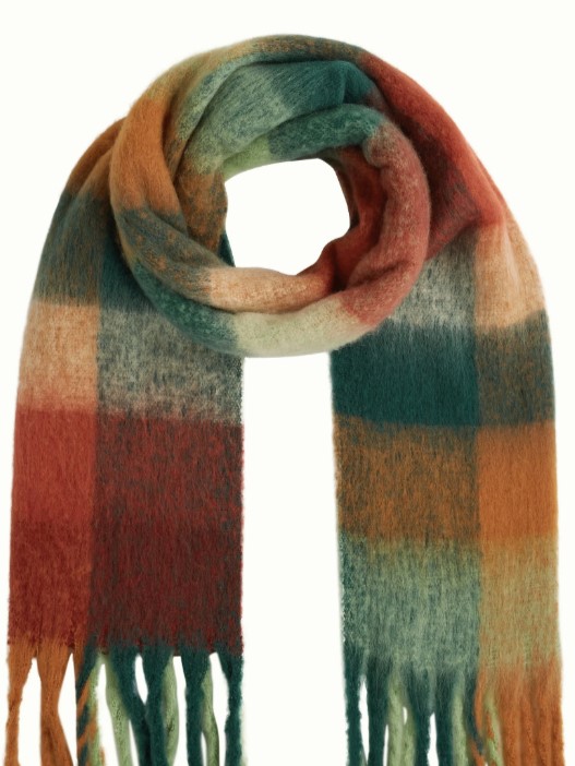Check Scarf Multi Pine Green