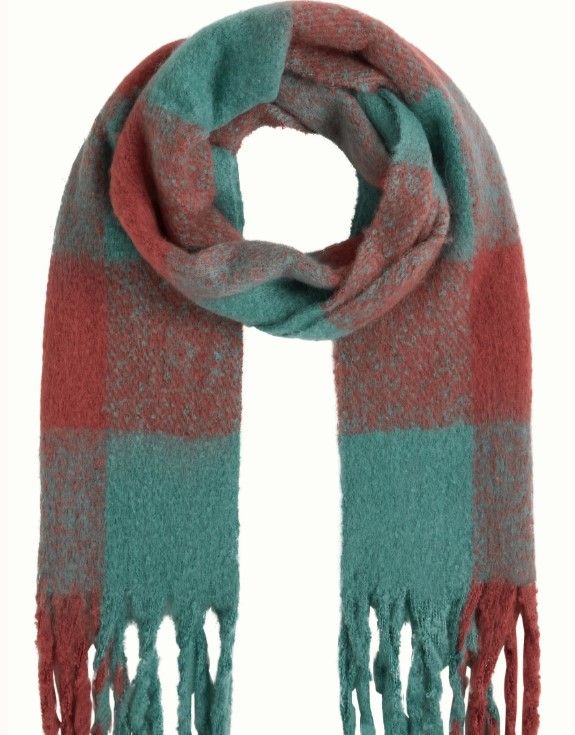 Scarf Check 2- Tone Rio Red