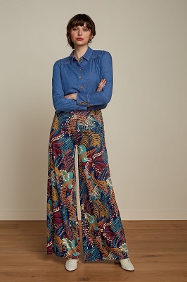 Border Palazzo Pants Nightingale Blue