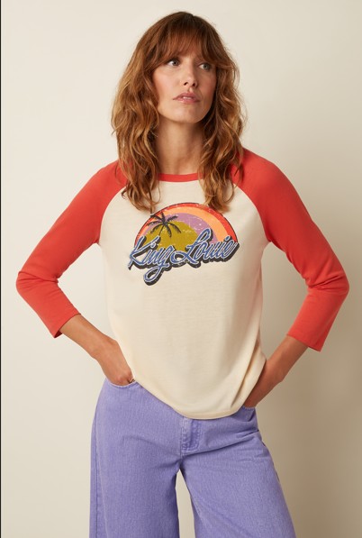 Raglan Tee Placement Print Summer Fig