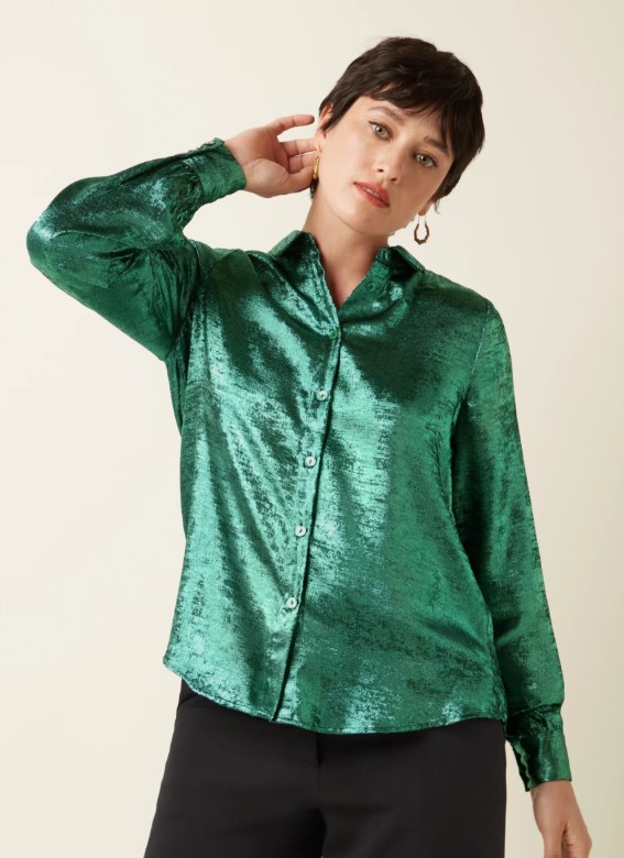 Maisie Blouse Flambe Silver Green