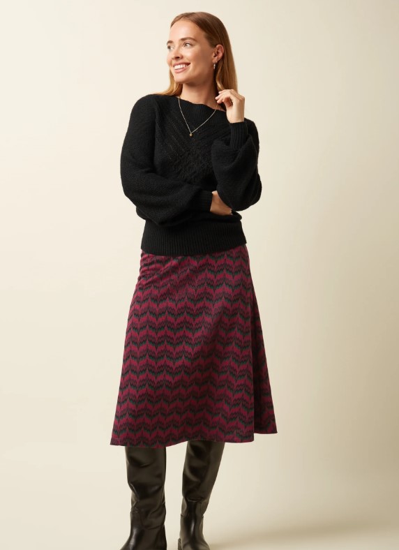 Juno Skirt Estelle Zigzag Bordeaux Red